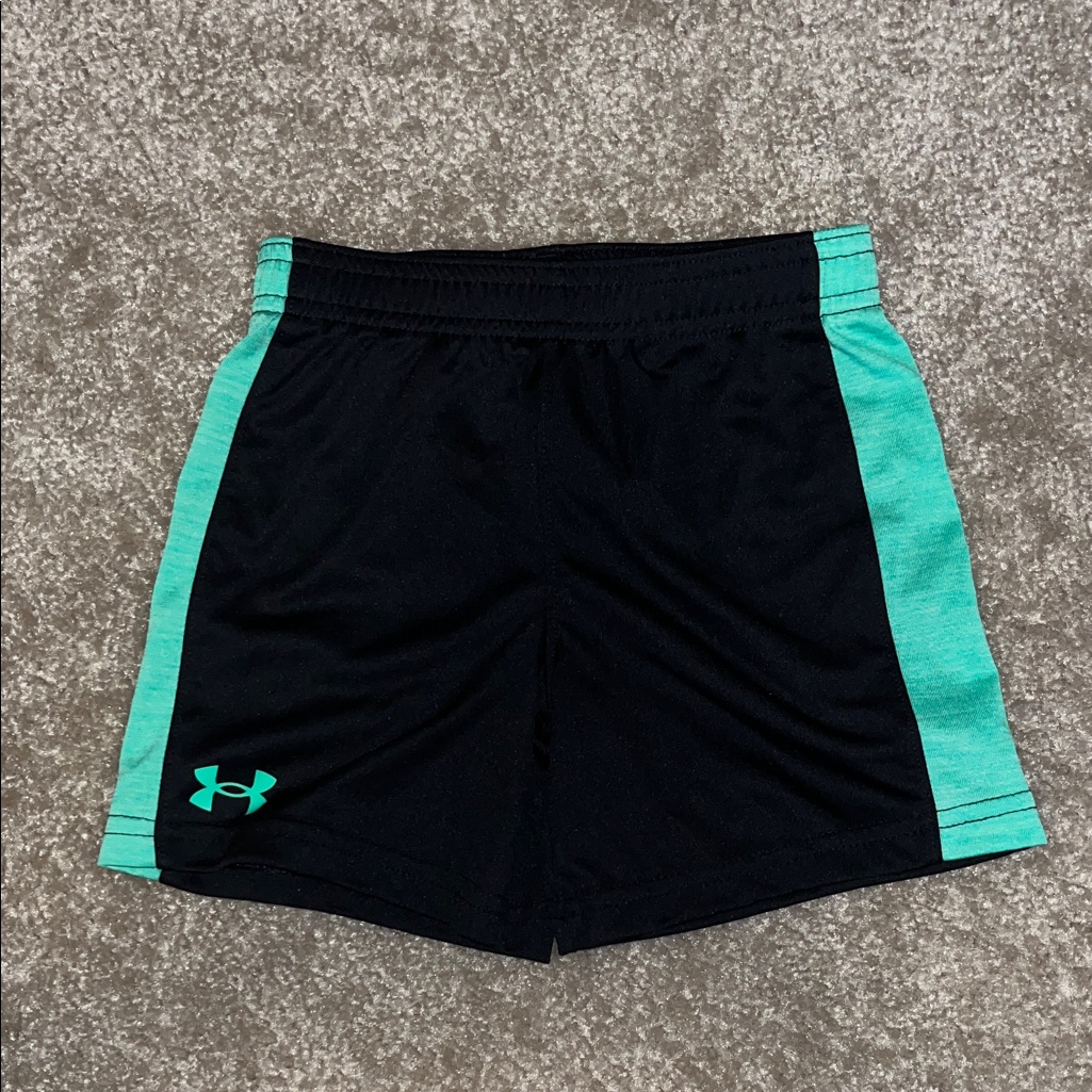 Under Armour Black Shorts With Teal Accents 2t